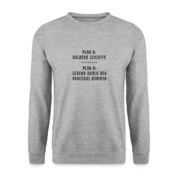 Reiter Reiter Spruch Für Springreiter - Unisex Pullover - Weißgrau meliert - Vorne - Alina (178cm) & Michal (187cm)