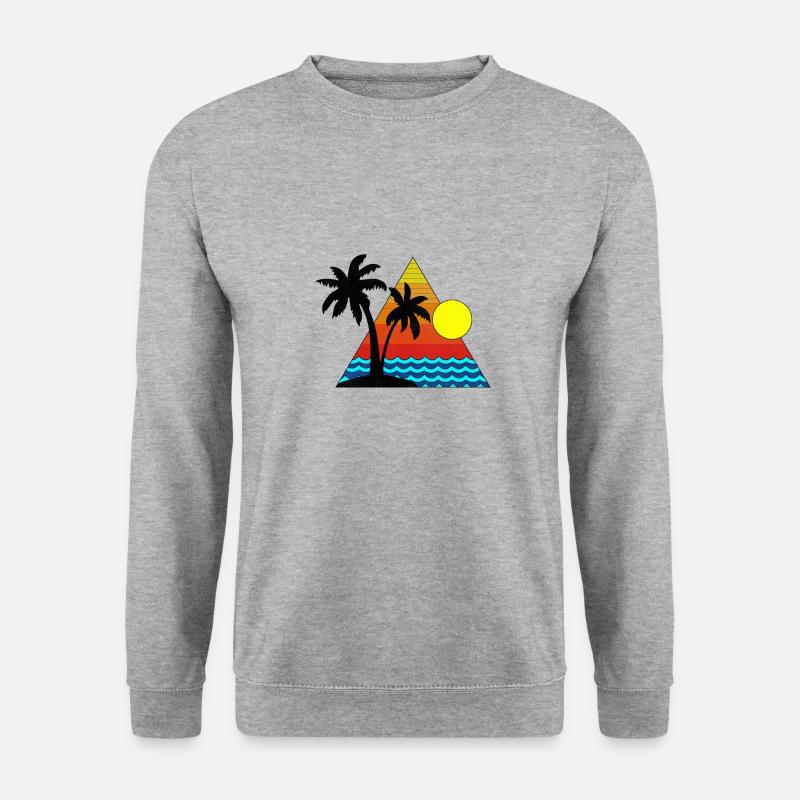 Palmen und Strand - Unisex Pullover - Weißgrau meliert