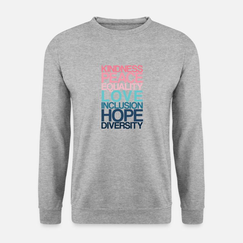 Kindness Peace Equality LOVE - Unisex Pullover - Weißgrau meliert