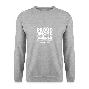 Stolze Mutter bouvier des flandres Hund Mutter Besitzerin - Unisex Pullover - Weißgrau meliert - Vorne - Alina (178cm) & Michal (187cm)