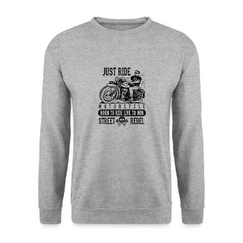 Just ride - Unisex Pullover - Weißgrau meliert - Vorne - Alina (178cm) & Michal (187cm)