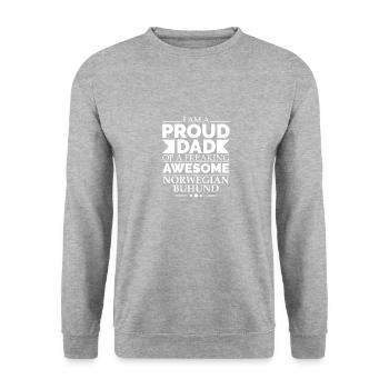 Fier papa Norvégien Buhund Dog Dad Owner Father's - Sweat-shirt Unisexe - gris chiné - Devant - Alina (178cm) & Michal (187cm)