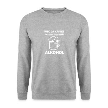 Weg Da Kaffee Das Ist Ein Job Für Alkohol Geschenk - Unisex Pullover - Weißgrau meliert - Vorne - Alina (178cm) & Michal (187cm)