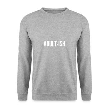 "Adult-ish" geschenk - Unisex Pullover - Weißgrau meliert - Vorne - Alina (178cm) & Michal (187cm)
