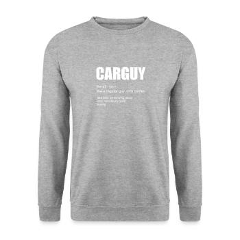 Carguy Car Guy Definition Getriebekopf Petrolhead - Unisex Pullover - Weißgrau meliert - Vorne - Alina (178cm) & Michal (187cm)