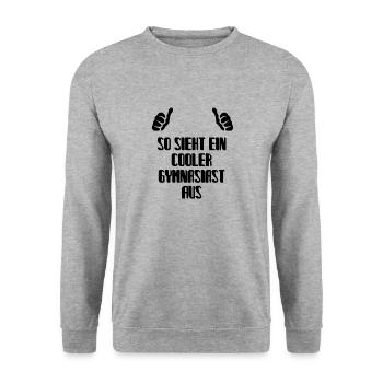 Gymnasiast Gymnasium Übergang Geschenkidee - Unisex Pullover - Weißgrau meliert - Vorne - Alina (178cm) & Michal (187cm)
