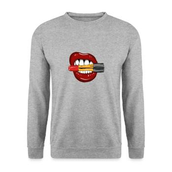 Lips mouth lipstick lipstick - Unisex Sweatshirt - salt & pepper - Front - Alina (178cm) & Michal (187cm)