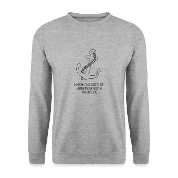 Anker Spruch Heimat Hafen Norden Liebe Boot Meer - Unisex Pullover - Weißgrau meliert - Vorne - Alina (178cm) & Michal (187cm)
