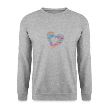Christian sayings faith, hope, love - Unisex Sweatshirt - salt & pepper - Front - Alina (178cm) & Michal (187cm)