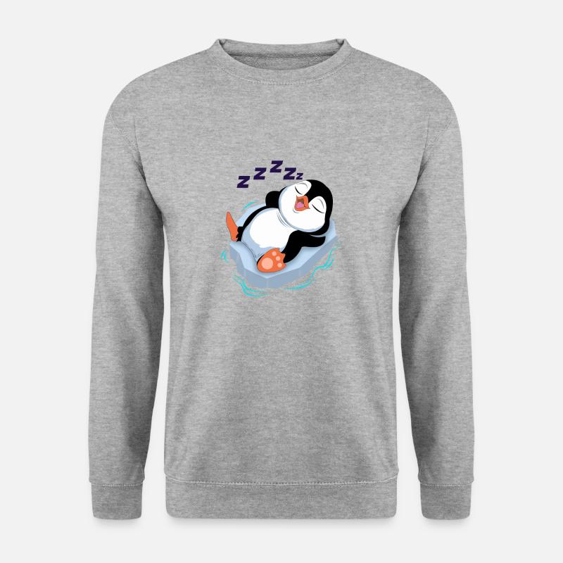 schlafender Pinguin Müde Auszeit Pause Antarktis - Unisex Pullover - Weißgrau meliert