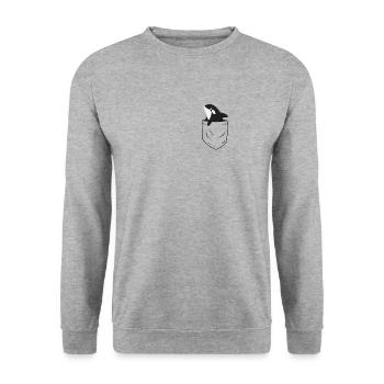 Baleine fraîche orque à épée dans la poche poitrine T-shirt - Sweat-shirt Unisexe - gris chiné - Devant - Alina (178cm) & Michal (187cm)
