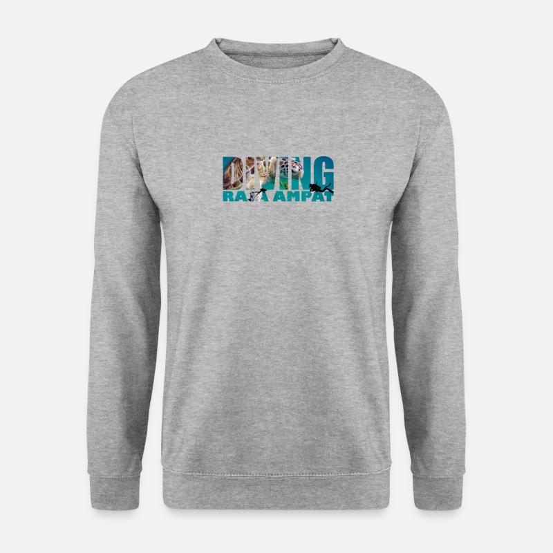 DIVING RAJA AMPAT Tauchen mit Schildkröten Design - Unisex Pullover - Weißgrau meliert