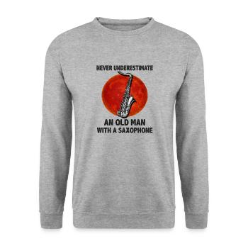 Never Underestimate An Old Man With A Saxophone - Unisex Sweatshirt - salt & pepper - Front - Alina (178cm) & Michal (187cm)