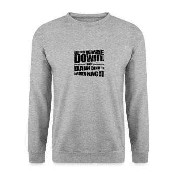 downhill wenn ich nicht gerade - Unisex Pullover - Weißgrau meliert - Vorne - Alina (178cm) & Michal (187cm)