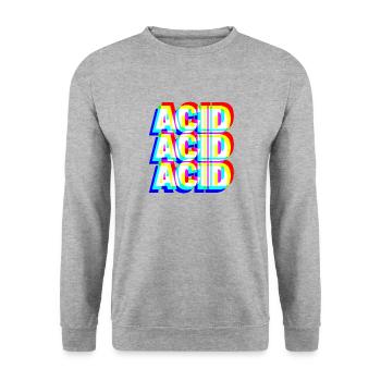 Acid House Techno Raver DJ Festival Party Geschenk - Unisex Pullover - Weißgrau meliert - Vorne - Alina (178cm) & Michal (187cm)