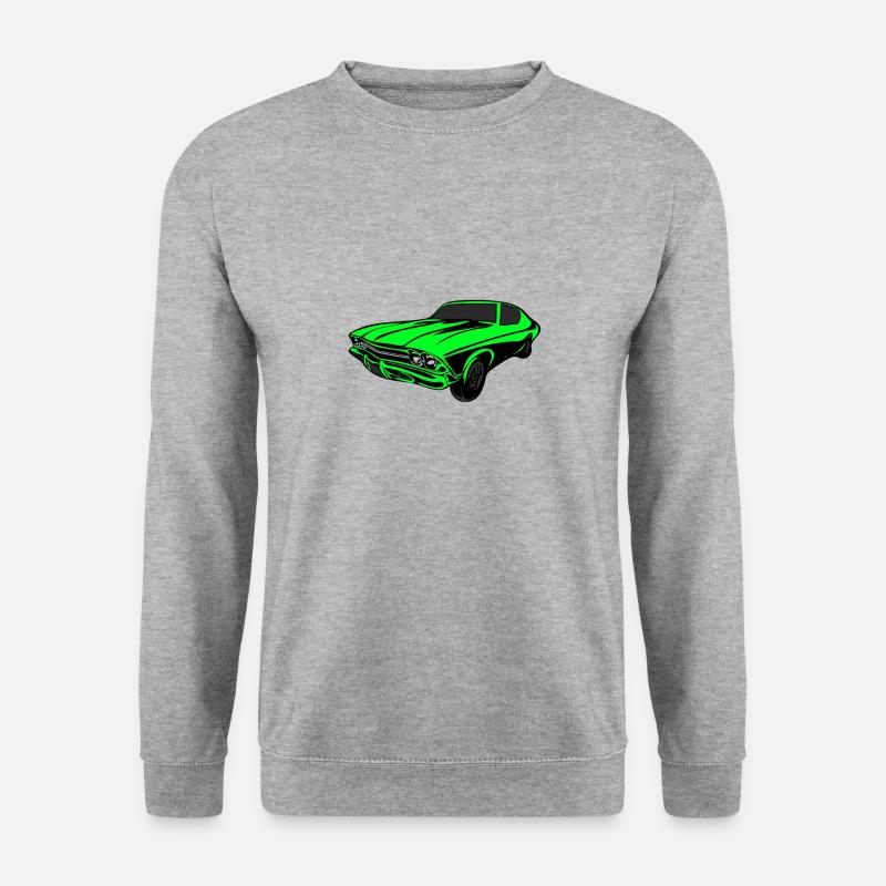 Neongrüner Rennwagen - Unisex Pullover - Weißgrau meliert