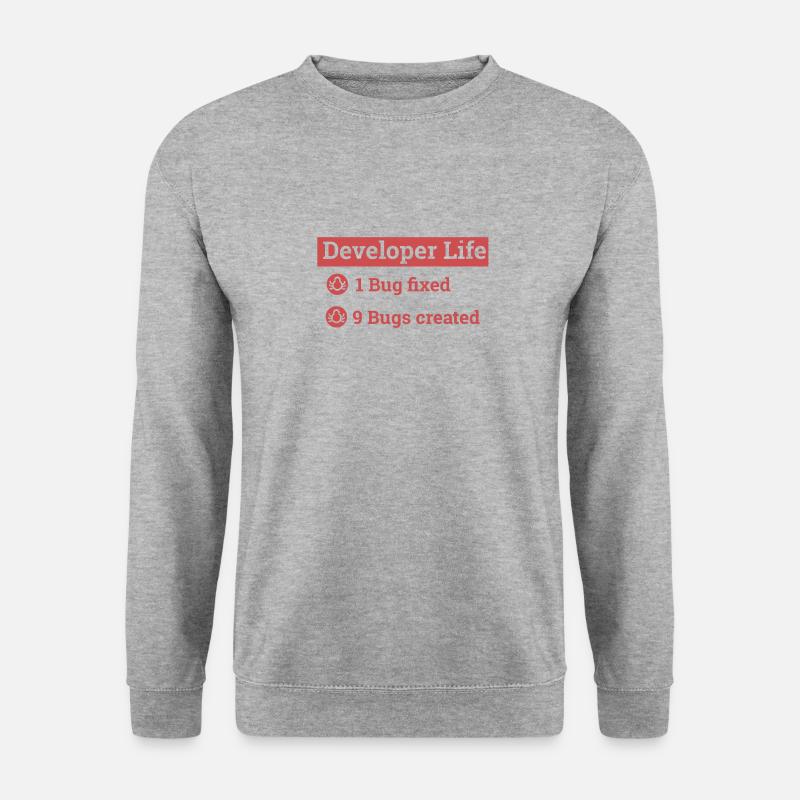 "Developer life" | Programmer, Programmierer - Unisex Pullover - Weißgrau meliert