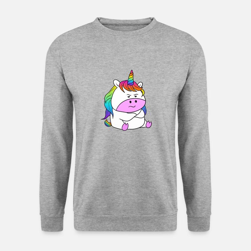 Einhorn Beleidigt - Unisex Pullover - Weißgrau meliert