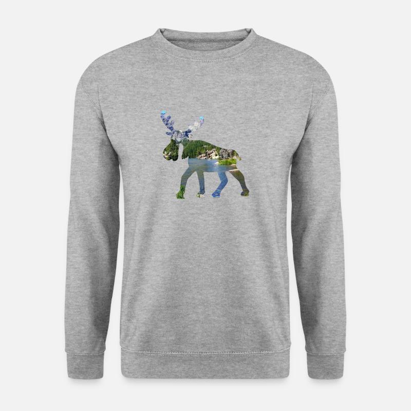 elch berge - Unisex Pullover - Weißgrau meliert