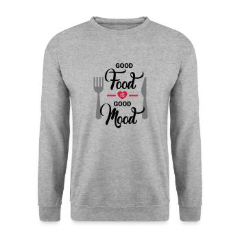 La bonne nourriture est de bonne humeur - Sweat-shirt Unisexe - gris chiné - Devant - Alina (178cm) & Michal (187cm)