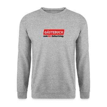 Gästebuch für den 60. Geburtstag – Unvergesslich - Unisex Pullover - Weißgrau meliert - Vorne - Alina (178cm) & Michal (187cm)