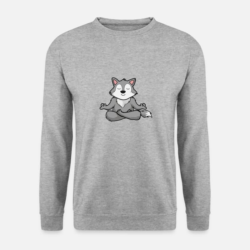 yoga wolf - Unisex Pullover - Weißgrau meliert