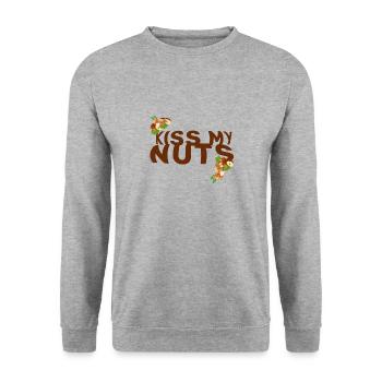 nuts kiss my nuts simple automne statement - Sweat-shirt Unisexe - gris chiné - Devant - Alina (178cm) & Michal (187cm)