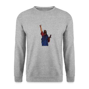 Jesus skates – Le style sacré sur la planche - Sweat-shirt Unisexe - gris chiné - Devant - Alina (178cm) & Michal (187cm)