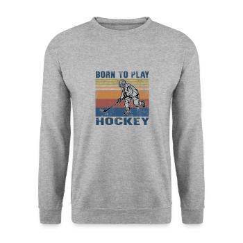 Born To Play Hockey Vintage Ice Hockey Player - Unisex Sweatshirt - salt & pepper - Front - Alina (178cm) & Michal (187cm)