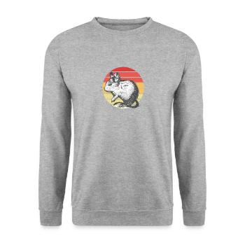 Degu Retro Sunset Rodent Gift Shrub Rat - Unisex Sweatshirt - salt & pepper - Front - Alina (178cm) & Michal (187cm)