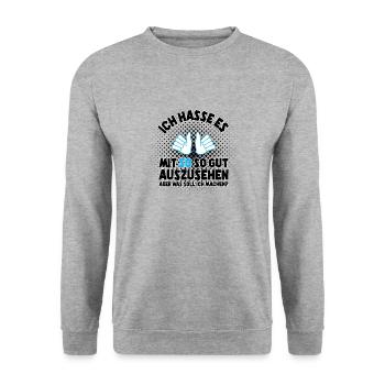 Ich hasse es mit 50 so gut auszusehen - Unisex Pullover - Weißgrau meliert - Vorne - Alina (178cm) & Michal (187cm)