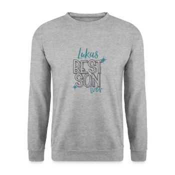 Lukas bester Sohn aller Zeiten Lukas Geschenk - Unisex Pullover - Weißgrau meliert - Vorne - Alina (178cm) & Michal (187cm)