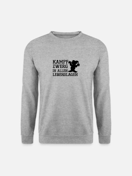 Kampfzwerg in allen Lebenslagen lustig Spruch - Unisex Pullover - Weißgrau meliert