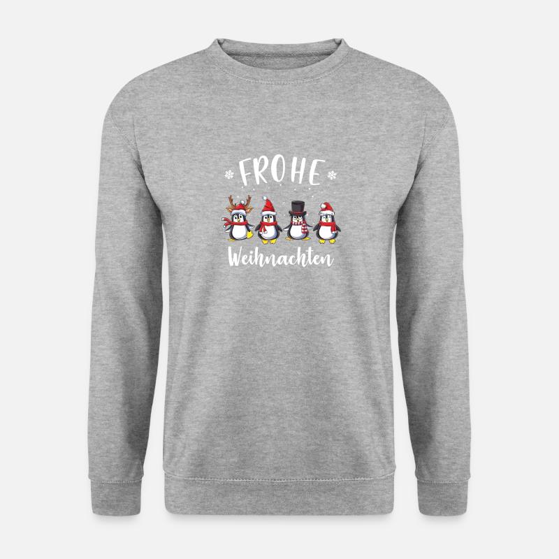Frohe Weihnachten Pinguin - Unisex Pullover - Weißgrau meliert