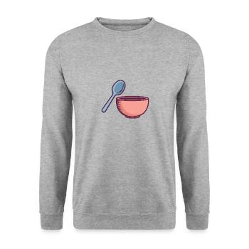Baby füttern - Unisex Pullover - Weißgrau meliert - Vorne - Alina (178cm) & Michal (187cm)