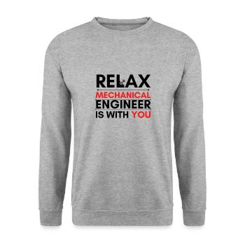 Relax Mechanical Engineer ist bei Ihnen - Unisex Pullover - Weißgrau meliert - Vorne - Alina (178cm) & Michal (187cm)