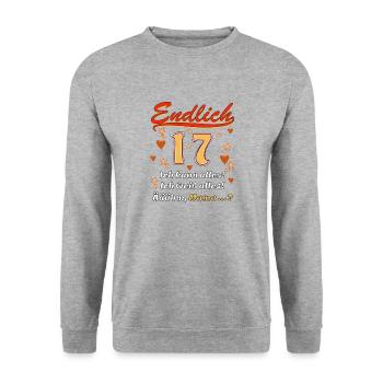 ENDLICH 17 - Unisex Pullover - Weißgrau meliert - Vorne - Alina (178cm) & Michal (187cm)