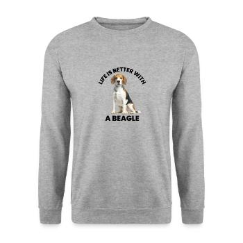 Conception de propriétaire de Beagle La vie est meilleure avec un Beagle - Sweat-shirt Unisexe - gris chiné - Devant - Alina (178cm) & Michal (187cm)