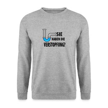 Heizungsbauer dürfen das - Unisex Pullover - Weißgrau meliert - Vorne - Alina (178cm) & Michal (187cm)