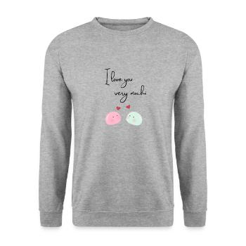 Je t'aime très mochi - Sweat-shirt Unisexe - gris chiné - Devant - Alina (178cm) & Michal (187cm)