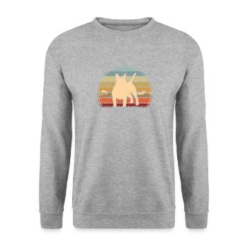 Bullterrier Sunset - Sweat-shirt Unisexe - gris chiné - Devant - Alina (178cm) & Michal (187cm)