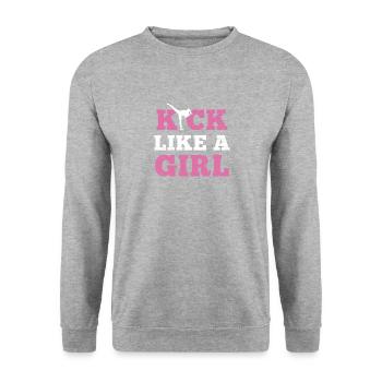 Kickboxerin Kickboxen Trainerin Geschenk - Unisex Pullover - Weißgrau meliert - Vorne - Alina (178cm) & Michal (187cm)