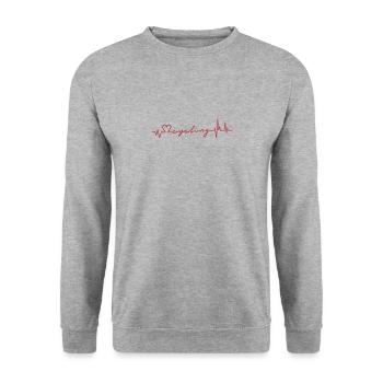 My Heart Beats For Cylcing Heartbeat EKG ECG - Unisex Sweatshirt - salt & pepper - Front - Alina (178cm) & Michal (187cm)