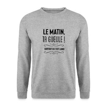 In the morning shut up - Unisex Sweatshirt - salt & pepper - Front - Alina (178cm) & Michal (187cm)