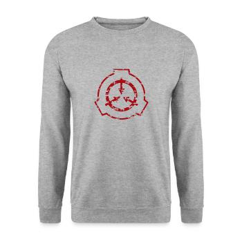 SCP Rotes Symbol - Unisex Pullover - Weißgrau meliert - Vorne - Alina (178cm) & Michal (187cm)