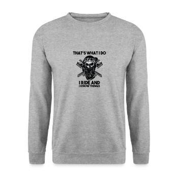 J'aime les motos - Sweat-shirt Unisexe - gris chiné - Devant - Alina (178cm) & Michal (187cm)