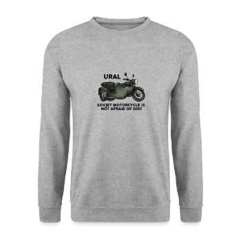 Ural motorcycle moped Soviet team gift idea - Unisex Sweatshirt - salt & pepper - Front - Alina (178cm) & Michal (187cm)