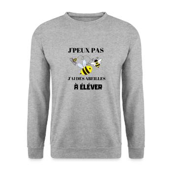 J'Peux Pas j'ai des abeilles à élever - Sweat-shirt Unisexe - gris chiné - Devant - Alina (178cm) & Michal (187cm)
