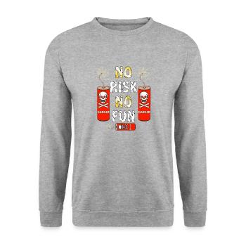 BÖLLER NO RISK NO FUN - Unisex Pullover - Weißgrau meliert - Vorne - Alina (178cm) & Michal (187cm)