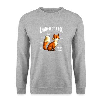 Anatomie eines Fuchses Lustige Füchse Liebhaber süßes Tier Gif - Unisex Pullover - Weißgrau meliert - Vorne - Alina (178cm) & Michal (187cm)